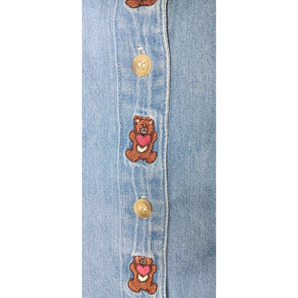 Vintage Andrews Blues Embroidered Button Up Denim Jean Shirt Womens Medium Teddy - Picture 6 of 16